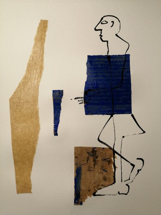 Collages titled ""je vous ai déjà vu…" by Martin Jobert, Original Artwork, Ink