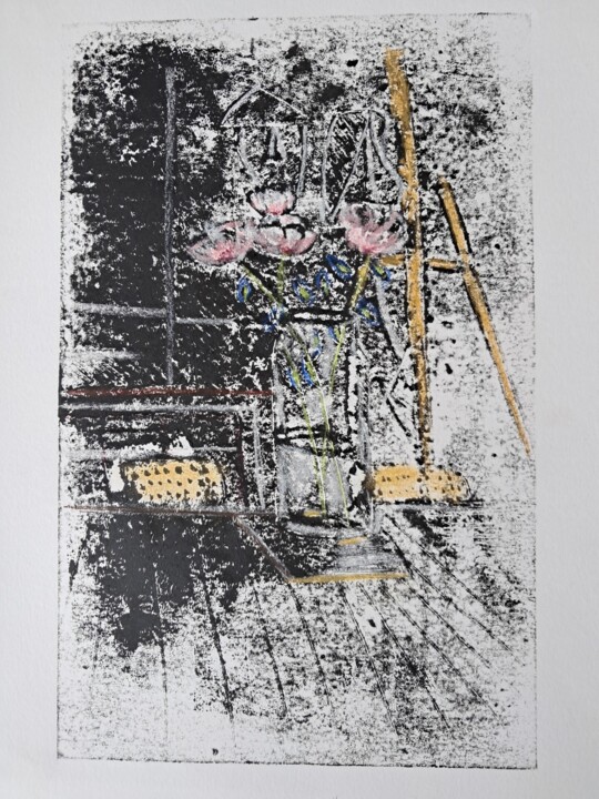 Incisioni, stampe intitolato "coin d'atelier mono…" da Martin Jobert, Opera d'arte originale, Monotipo