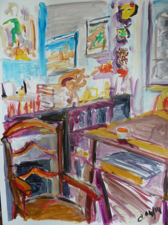 Painting titled "L'atelier" by Martin Jobert, Original Artwork