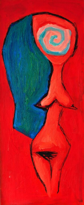 Malerei mit dem Titel "Red Act" von Martin Pollak, Original-Kunstwerk, Acryl