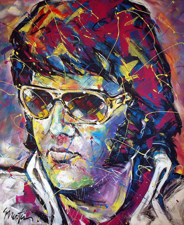 Painting titled "Elvis Presley" by Martin Street-Art, Original Artwork, Acrylic