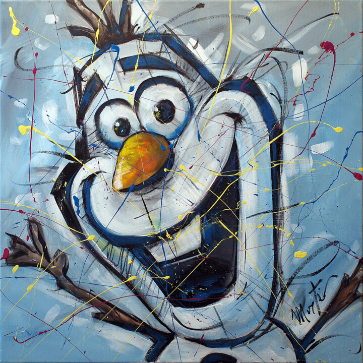 Painting titled "Olaf" by Martin Street-Art, Original Artwork, Acrylic Mounted on Wood Stretcher frame