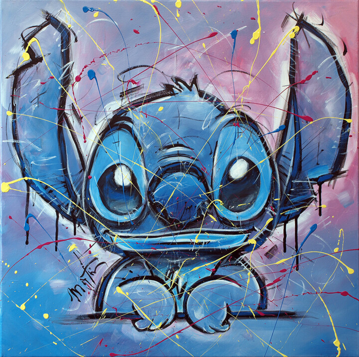 Painting titled "Stitch Cool" by Martin Street-Art, Original Artwork, Acrylic Mounted on Wood Stretcher frame