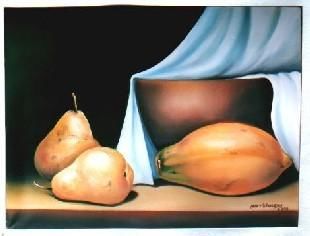Pintura titulada "Frutas de estación…" por Martín Vallejos, Obra de arte original