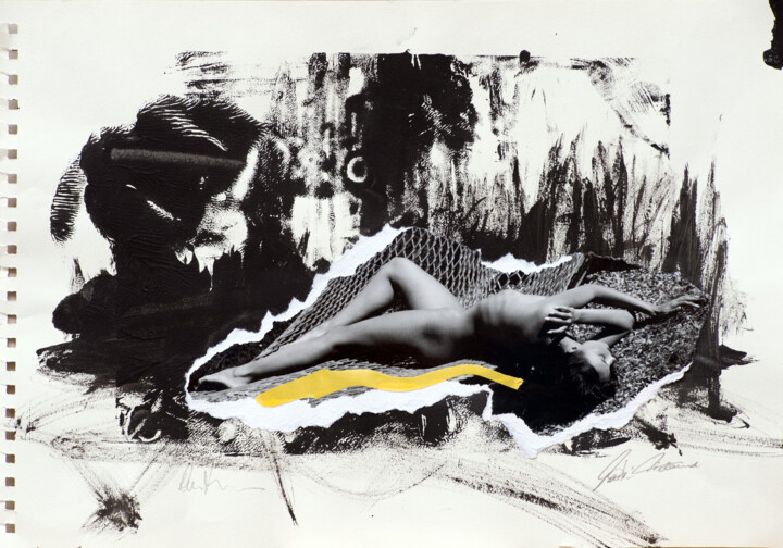 Collagen mit dem Titel "Jungle Thrills" von Martin Wieland, Original-Kunstwerk, Tinte