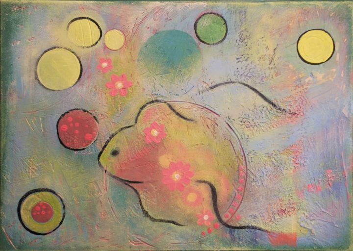 Painting titled "Mysterious fish" by Tinkabenka, Original Artwork, Acrylic