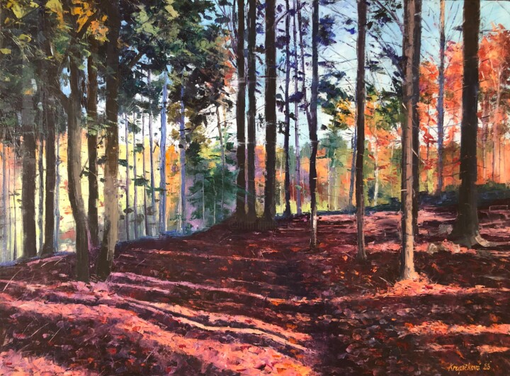 Pintura titulada "Forest Romance" por Martina Krupičková, Obra de arte original, Oleo Montado en Bastidor de camilla de made…