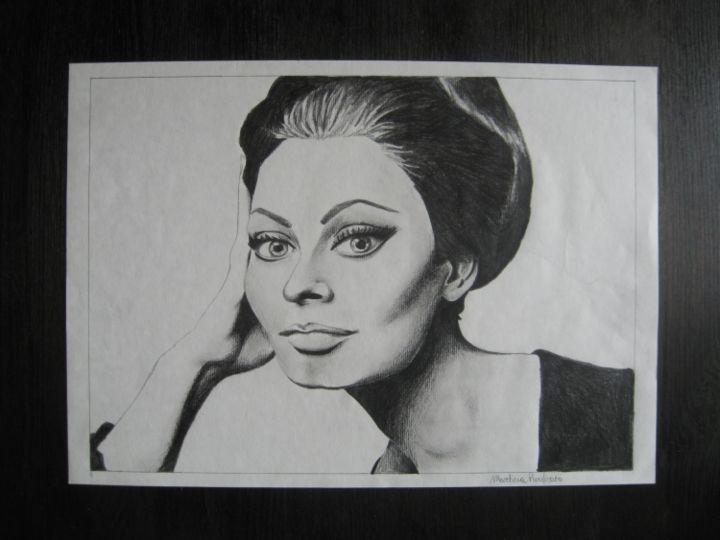 Drawing titled "Sofia Loren" by Martina Purificato, Original Artwork, Other