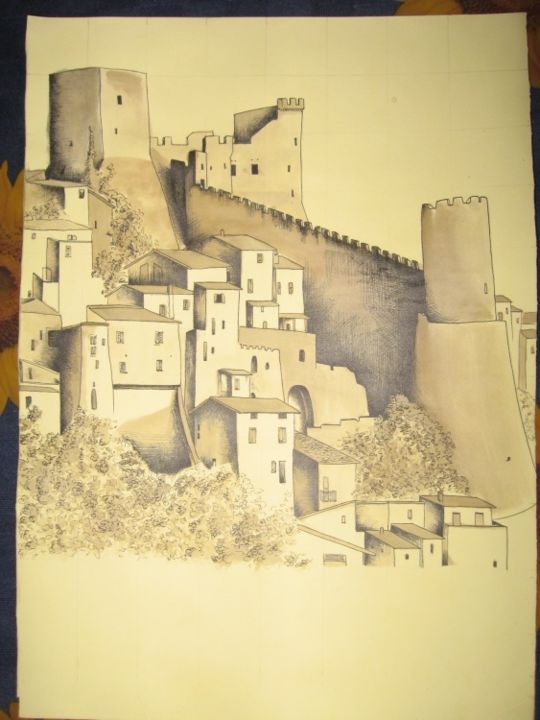 图画 标题为“Castello di Itri” 由Martina Purificato, 原创艺术品, 其他