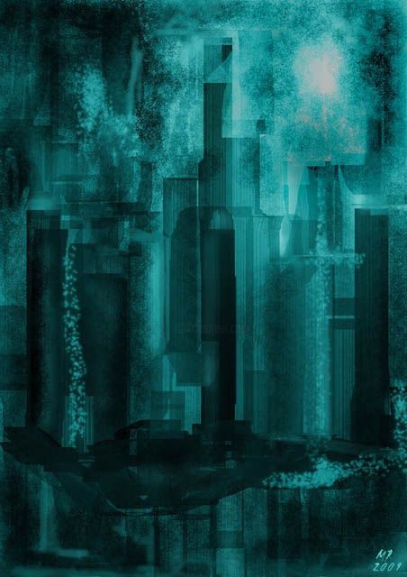 Digital Arts titled "Dark City" by Martina Moser, Original Artwork