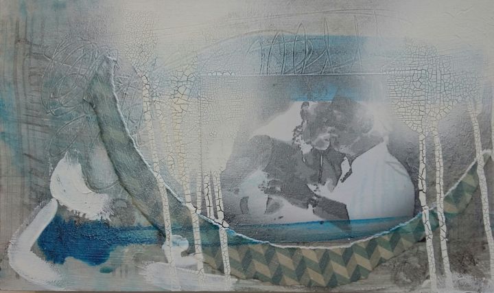 Collages intitulée "embrace - an act of…" par Martina Trager, Œuvre d'art originale, Acrylique Monté sur Panneau de bois