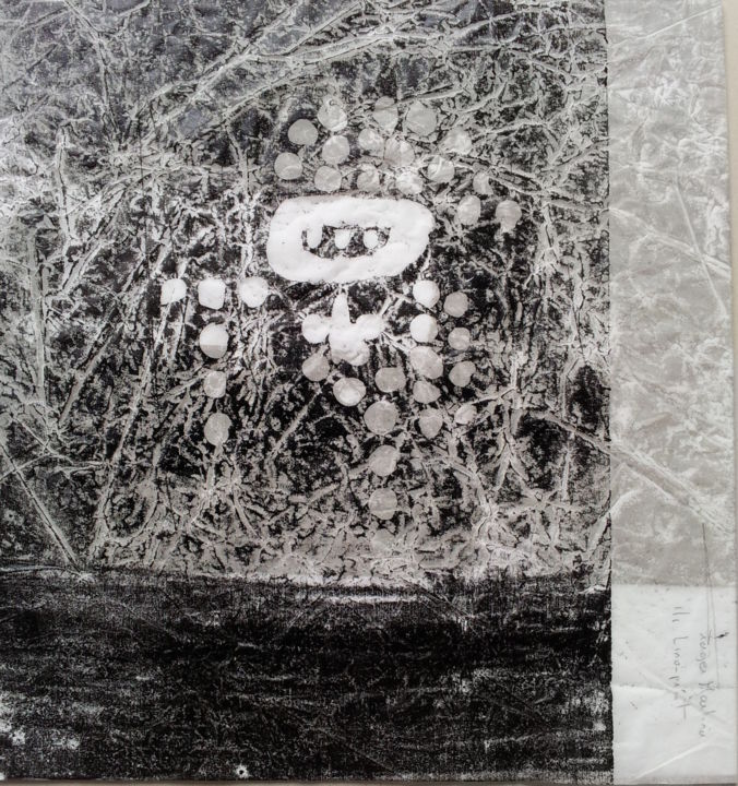 Prenten & gravures getiteld "wit/zwart vibratie 1" door Martina Trager, Origineel Kunstwerk, Monotype