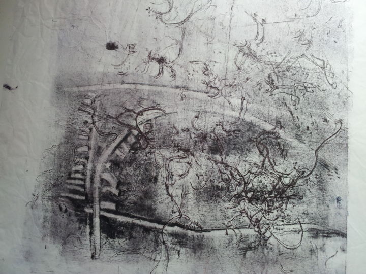 Gravures & estampes intitulée "inktdruk op zijdepa…" par Martina Trager, Œuvre d'art originale, Monotype