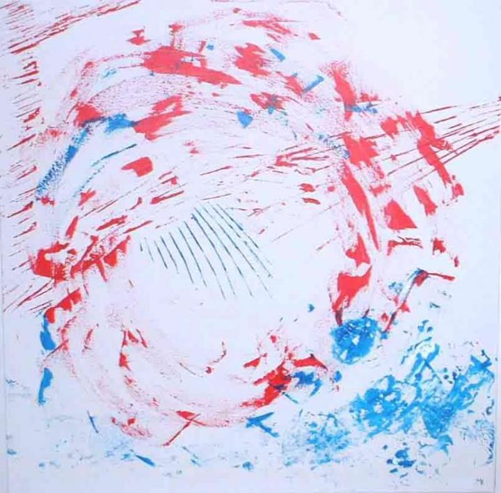 Pintura intitulada "Rouge attaque" por Martin Boisvert, Obras de arte originais