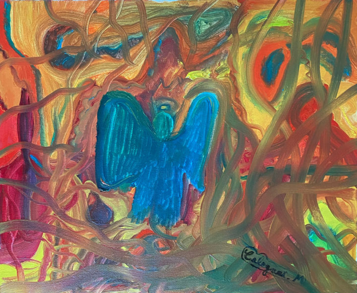 Pintura intitulada "Un ange en Enfer" por Martin Calegari, Obras de arte originais, Óleo