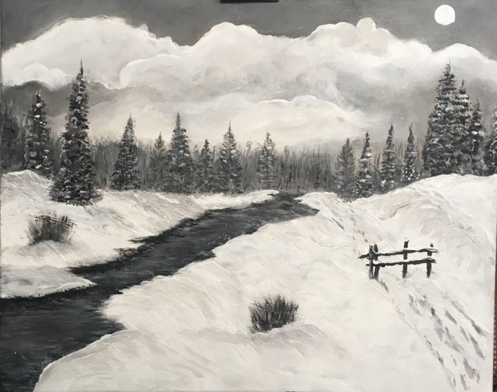 Painting titled "hiver" by Martine Chalet-Aspert, Original Artwork, Acrylic