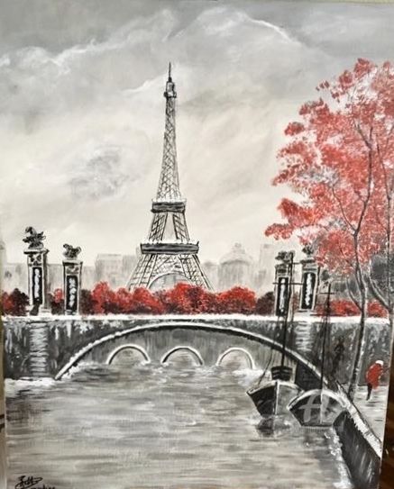 Painting titled "paris" by Martine Chalet-Aspert, Original Artwork, Acrylic