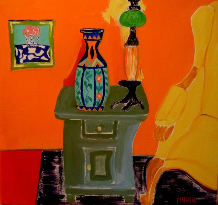 Malerei mit dem Titel "le-fauteuil-jaune.j…" von Martine Bach, Original-Kunstwerk