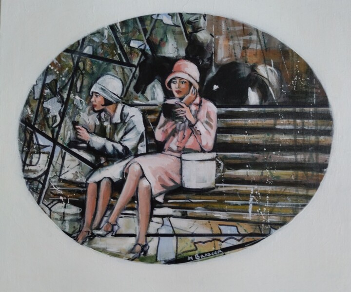 Peinture intitulée "Les coquettes" par Martine Banacer, Œuvre d'art originale, Acrylique Monté sur Châssis en bois