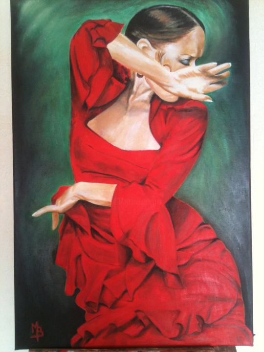 Painting titled "Flamenca" by Martine Barber Ribot, Original Artwork, Oil
