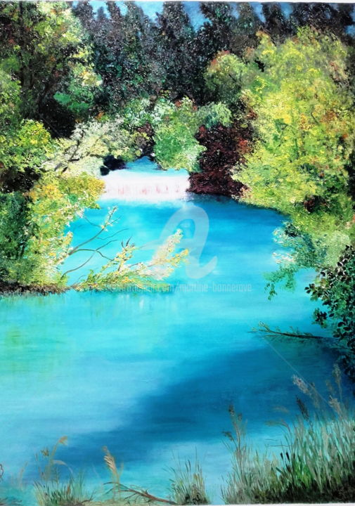 Peinture intitulée "Lac à Bessans" par Martine Bonnerave, Œuvre d'art originale, Huile