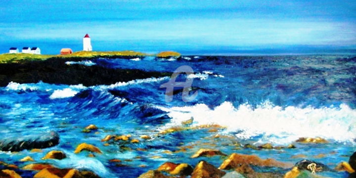 Peinture intitulée "La mer" par Martine Bonnerave, Œuvre d'art originale, Autre