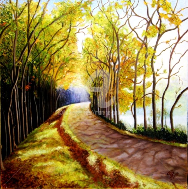 Painting titled "Route de Montgé" by Martine Bonnerave, Original Artwork, Other