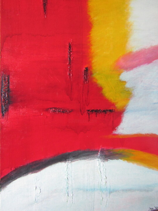 Painting titled "MER ROUGE   N°2  Ab…" by Martine Bouhier, Original Artwork, Acrylic Mounted on Wood Stretcher frame