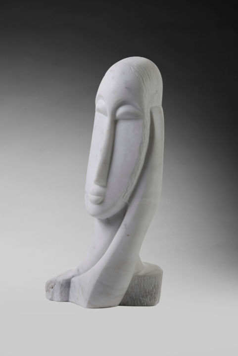 Sculpture titled ""Filomena" marbre b…" by Martine Camors, Original Artwork, Stone
