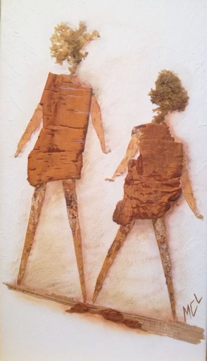 Collages titled "les promeneuses" by Martine Capdeville-Lacomme, Original Artwork