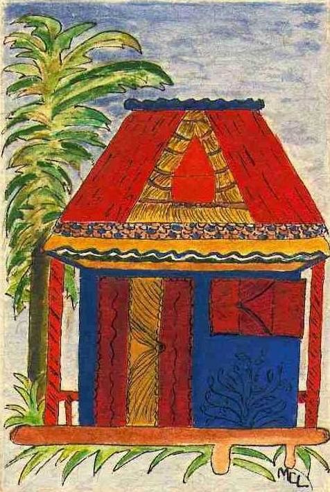 Painting titled "la-casa.jpg" by Martine Capdeville-Lacomme, Original Artwork, Ink