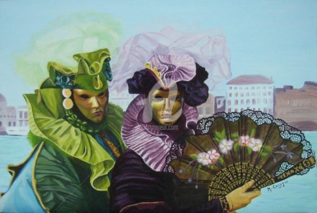 Peinture intitulée "Carnaval" par Martine Cazajus, Œuvre d'art originale, Huile