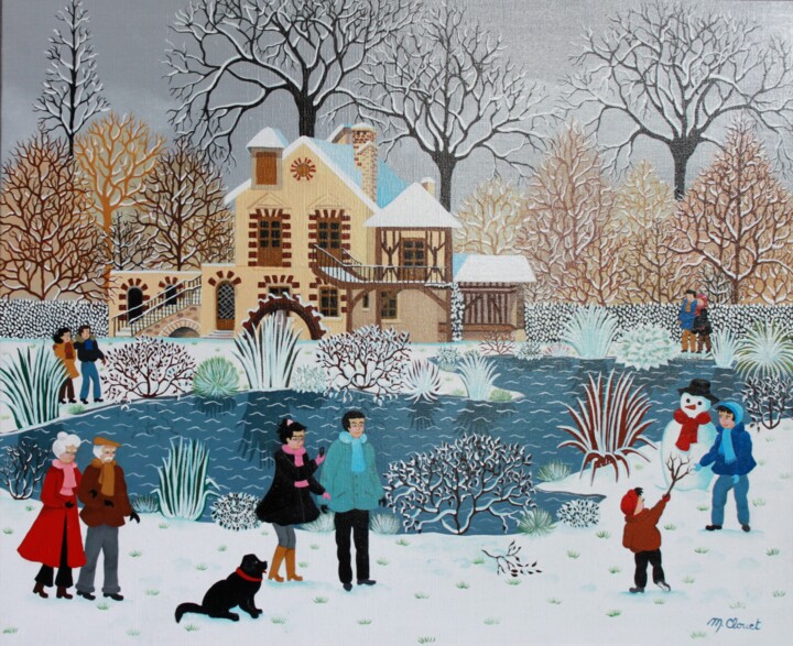 Malerei mit dem Titel "Promenade hivernale…" von Martine Clouet, Original-Kunstwerk, Öl