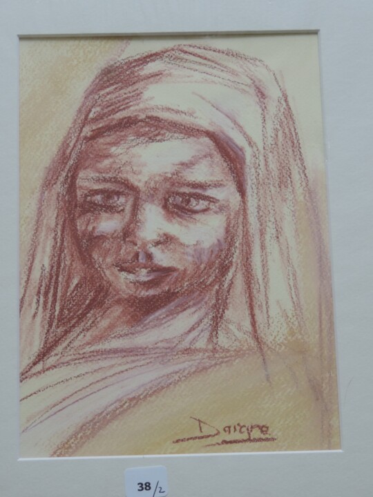 Drawing titled "Sanguien Africaine" by Martine Daigre, Original Artwork, Chalk