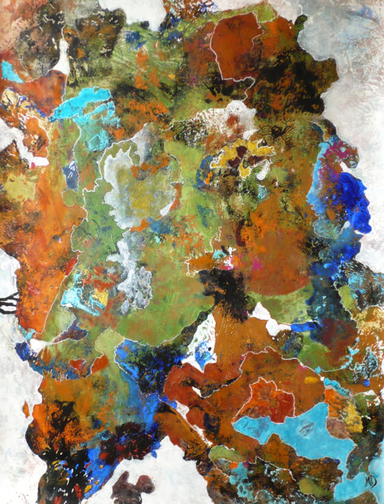 Peinture intitulée "a-fleurs-d-eau-1-50…" par Martine Durand, Œuvre d'art originale