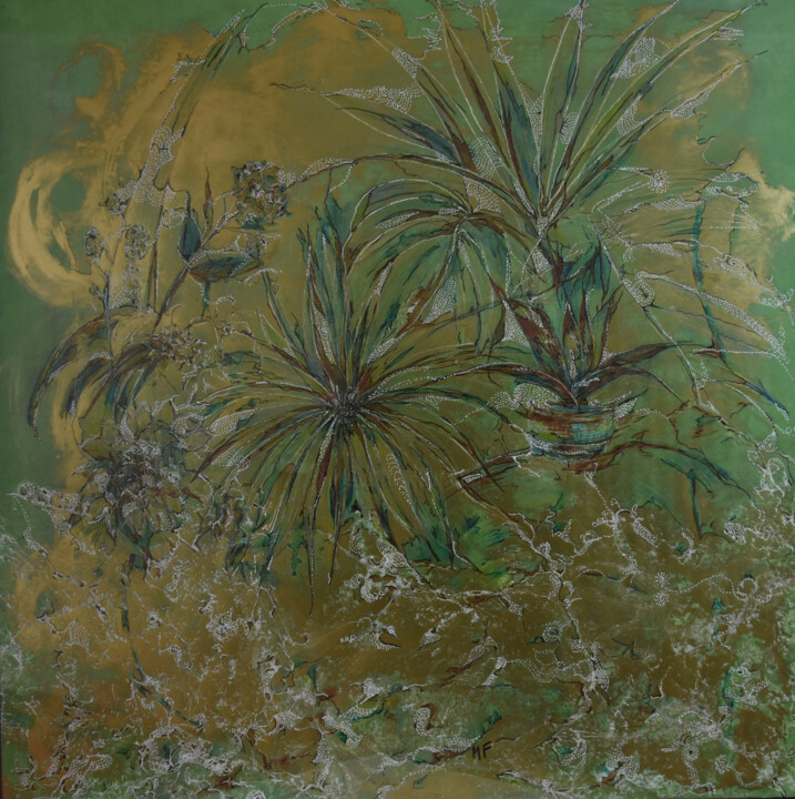 Pintura intitulada "Végétation luxurian…" por Martine Fleury, Obras de arte originais