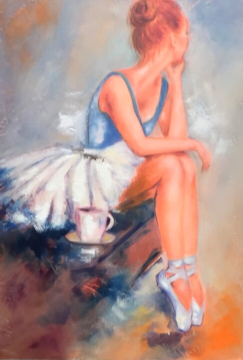 Painting titled "La petite danseuse" by Martine Gregoire, Original Artwork, Oil Mounted on Wood Stretcher frame