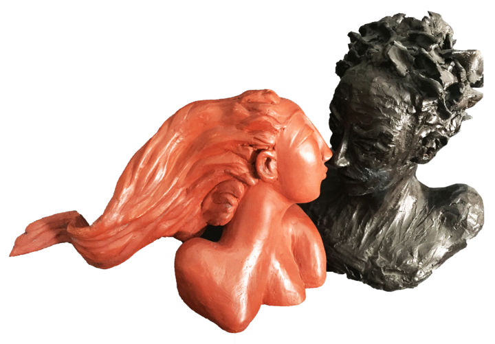 雕塑 标题为“Faune amoureux d’un…” 由Martine Lesaffre, 原创艺术品, 兵马俑