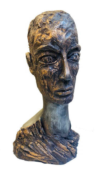 Скульптура под названием "L'homme sentinelle" - Martine Lesaffre, Подлинное произведение искусства, Терракота