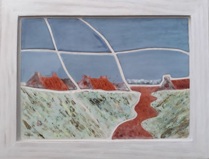 Peinture intitulée "Sur la côte vendéen…" par Martine Lhéritier (Peintre - Céramiste), Œuvre d'art originale, Émail