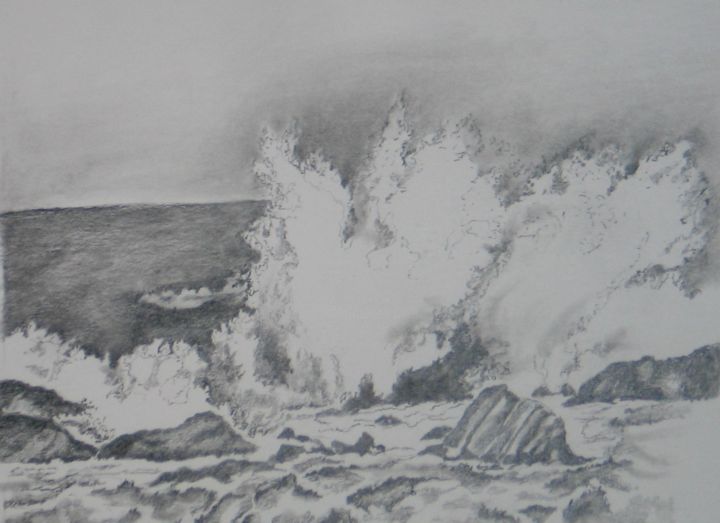 Dessin intitulée "TEMPETE" par Martine Mengue Blanc, Œuvre d'art originale, Crayon