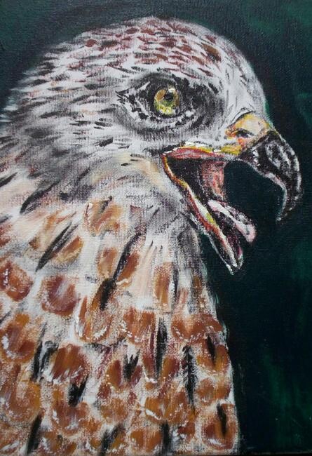 Painting titled "AIGLE" by Martine Millon, Original Artwork