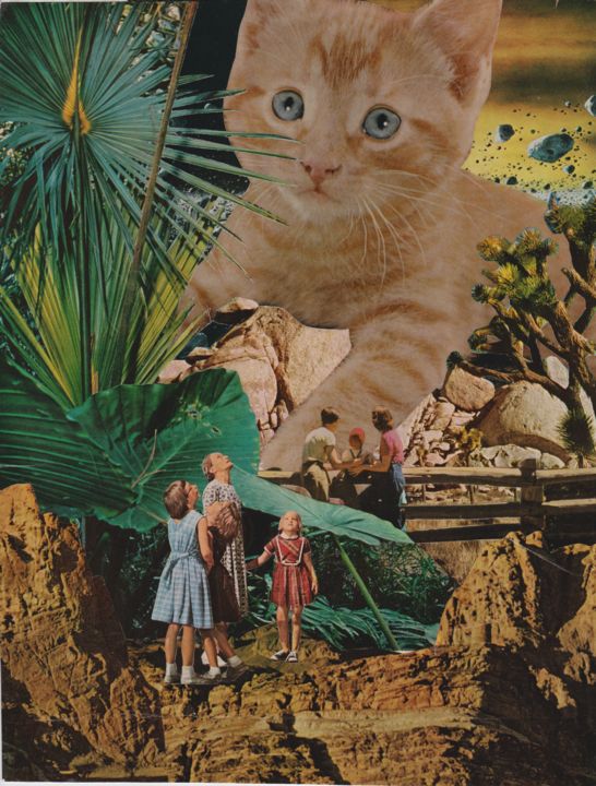 Collages getiteld "Kitty" door Martine Mooijenkind, Origineel Kunstwerk, Papier