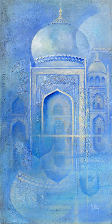 Peinture intitulée "Rêve de Taj Mahal 2" par Martine Petiot, Œuvre d'art originale, Huile Monté sur Châssis en bois