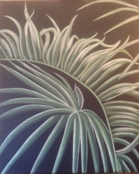 Painting titled "Jungle palmiers" by Martine Ragot, Original Artwork, Acrylic