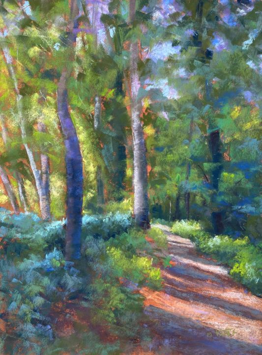 Painting titled "My favorite path al…" by Martine Tulet, Original Artwork, Pastel