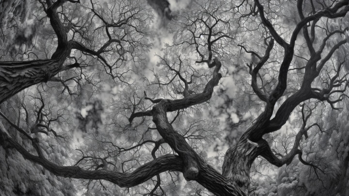 Arts numériques intitulée "Sylvan Trees" par Martine Weber, Œuvre d'art originale, Image générée par l'IA