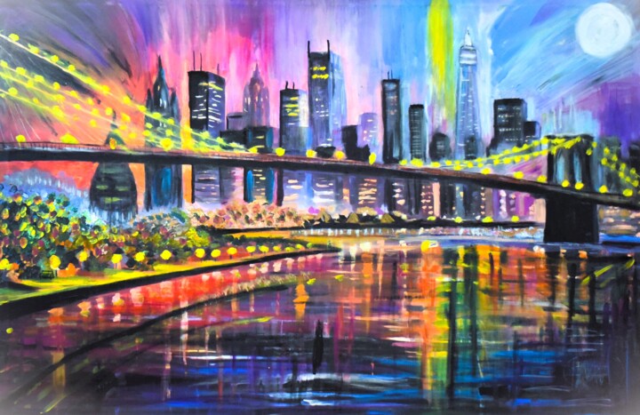 Painting titled "The Big Apple" by Martine Weber, Original Artwork, Acrylic
