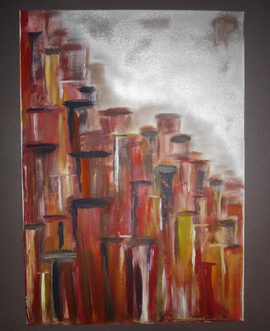 Painting titled ""FAVELA"" by Martine Berrous, Original Artwork, Oil