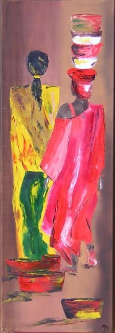 Peinture intitulée "les porteuses" par Martine Boucher, Œuvre d'art originale